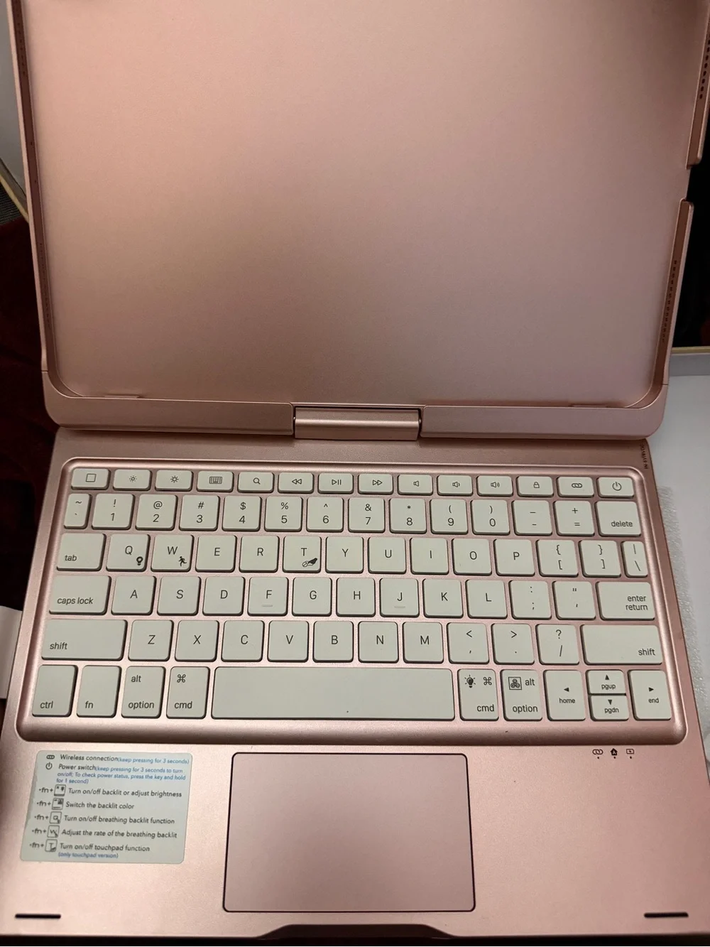 Rose Gold Wireless Bluetooth Keyboard Case for Tablet